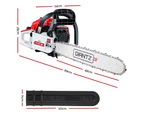 Giantz Chainsaw Petrol 52CC 20" Bar Commercial E-Start Pruning Chain Saw White