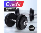 Everfit 20KG Dumbbell Set Weight Dumbbells Plates Home Gym Fitness Exercise