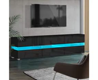 Artiss TV Cabinet Entertainment Unit Stand RGB LED Gloss Furniture 177cm Black
