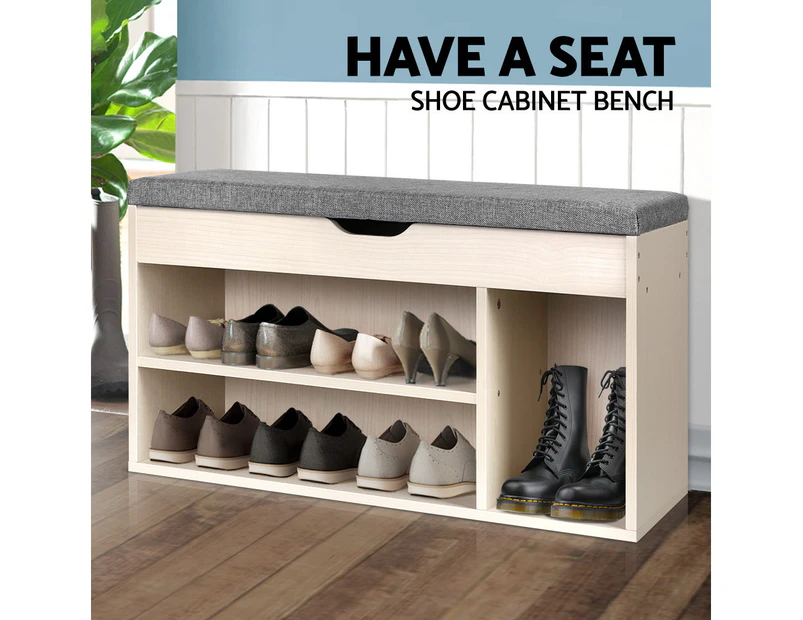 Artiss Shoe Cabinet Bench Shoes Organiser Storage Rack Shelf Cupboard Wooden Box