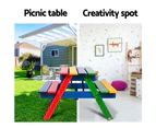 Keezi Kids Table And Chairs Wooden Picnic Bench Set Colourful Children Outdoor Indoor