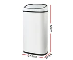 Devanti 58L Motion Sensor Bin Rubbish Automatic White