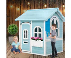 Keezi Kids Cubby House Playhouse Outdoor Play House Wooden Garden Backyard Cottage with Floor