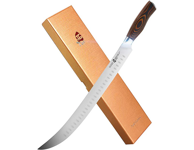 (36cm , Butcher Knife) - TUO 36cm Scimitar Knife - X50CrMoV15 Forged German Steel Meat Knife with Full-Tang Pakkawood Handle - Butcher's Breaking Cimitar K