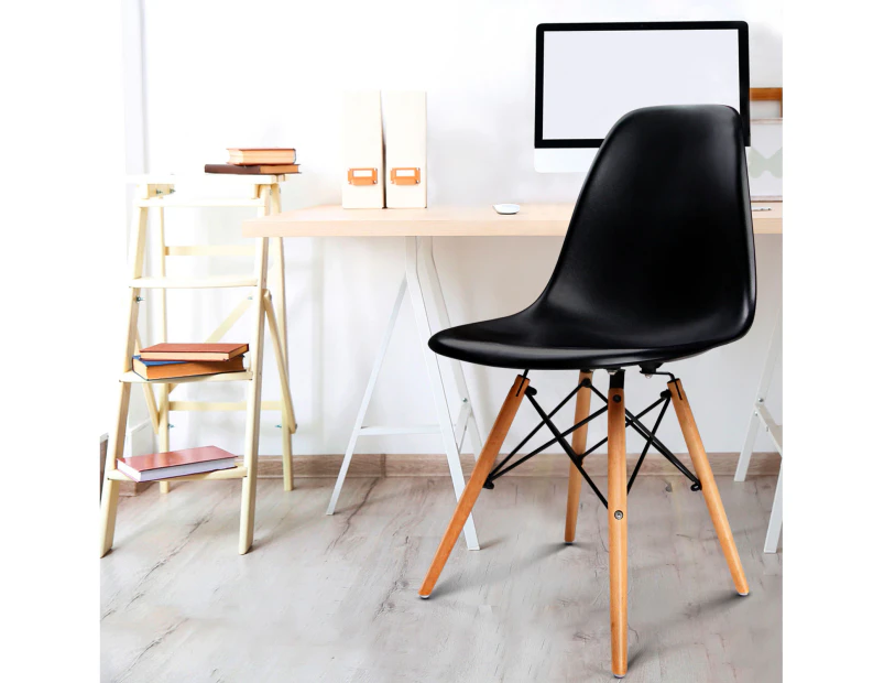 Artiss 4x Retro Replica Eames DSW Dining Chairs Cafe Chair Kitchen Wood Black