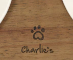 Charlie's Raised Wooden Dual Pet Feeder w/ Porcelain Bowls - Natural Brown/White