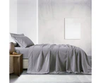 Royal Comfort Vintage Washed 100% Cotton Sheet Set Fitted Flat Sheet Pillowcases - Grey