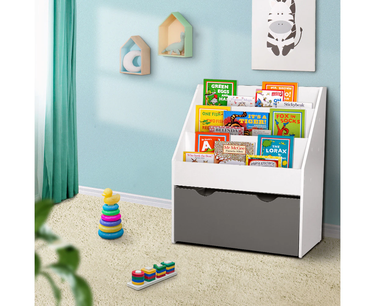 Keezi 3 Tiers Kids Bookshelf Magazine Rack Children Bookcase Organiser Storage