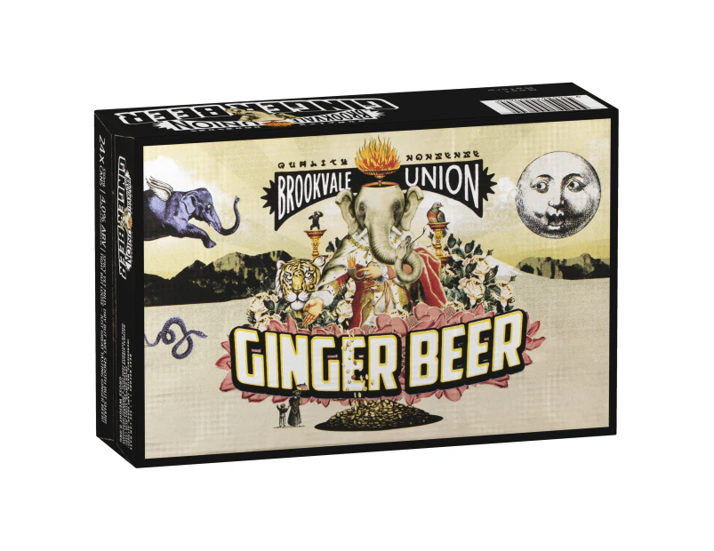 Brookvale Union Alcoholic Ginger Beer, Spicy & Smooth Finish, 4% ABV, 330mL (Case of 24 Cans)