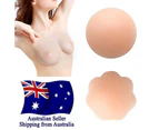 Women Nipple Covers - Petal Or Round Shape Stick On Silicone Nude Boob Cover Sexy New Silicone - Beige