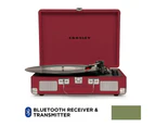 Crosley Cruiser Burgundy - Bluetooth Receiver and Transmitter Portable Turntable + Record Storage Crate CRIW8005FSC-BU4