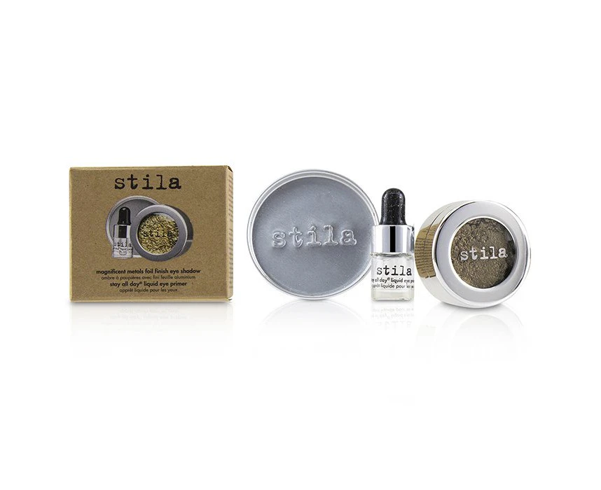 Stila Magnificent Metals Foil Finish Eye Shadow With Mini Stay All Day Liquid Eye Primer - Vintage Black Gold  2pcs