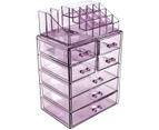 (3 Large, 4 Small Drawers, Purple) - Sorbus Sorbus Acrylic Cosmetic Makeup and Jewellery Storage Case Display - Spacious Design - Great for Bathroom, Dress
