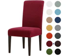 (2, Wine) - Subrtex Chair Covers Jacquard Spandex Fabric Dining Room Chair Slipcovers (2, Wine Jacquard)
