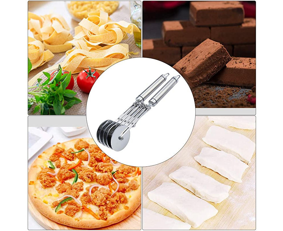 5 Wheel Stainless Steel Pastry Cutter,Expandable Pizza Slicer,Adjustable  Cutter Roller Cookie Dough Cutter Divider