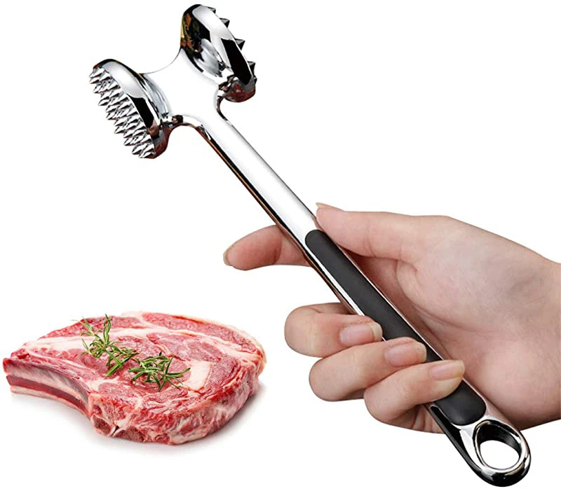 MIGECON Meat Tenderizer Tool Meat Pounder Mallet for Pounding Beef Steak Chicken Pork Double-sided Meat Hammer with Hanging Hole.…