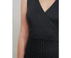 Rachel Pleated Lurex Knit Dress - Black