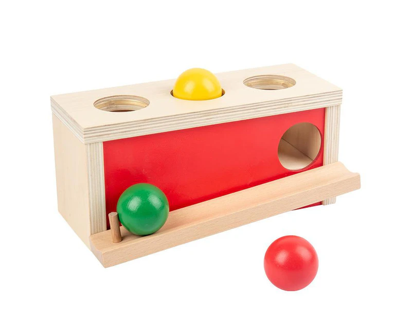 Montessori Wooden Educational Object Permanence Knocking Ball Press Ball Box for Early Learning