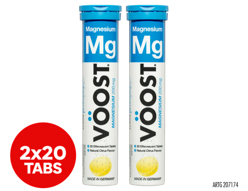2 x 20pk VÖOST Magnesium Mg Effervescent Tabs Citrus