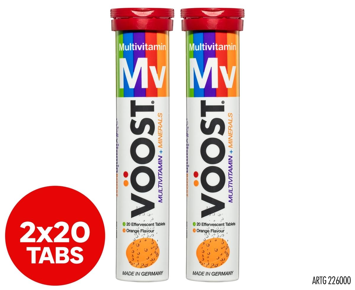 2 x 20pk VÖOST Multivitamin + Minerals Effervescent Tabs Orange