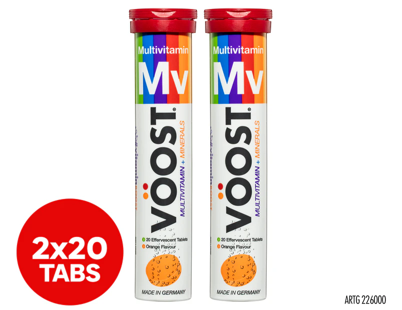 2 x 20pk VÖOST Multivitamin + Minerals Effervescent Tabs Orange