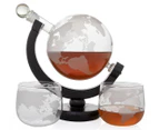 Refinery & Co. 4-Piece Globe Whiskey Decanter & Glass Set - Frosted/Clear