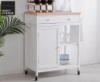 West Avenue Venice Kitchen Island Trolley w/ Bamboo Top - White