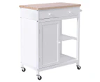West Avenue Venice Kitchen Island Trolley w/ Bamboo Top - White