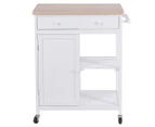 West Avenue Venice Kitchen Island Trolley w/ Bamboo Top - White