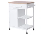 West Avenue Venice Kitchen Island Trolley w/ Bamboo Top - White