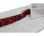 Kids Boys Black & Red Patterned Elastic Neck Tie - Skulls Polyester