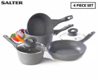 Salter 4-Piece Marble Coated Non Stick Forged Cookware Set with 3 Lids