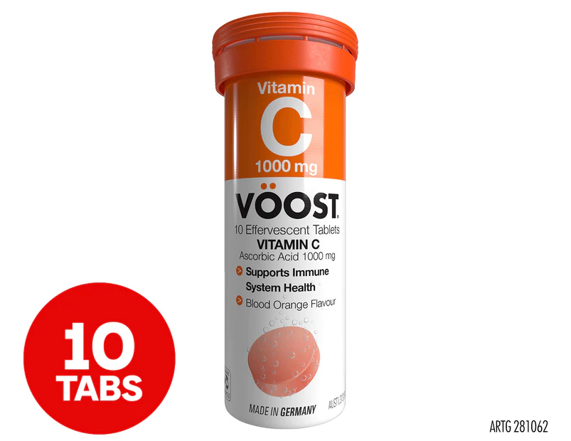 VÖOST Vitamin C 1000mg Effervescent Tabs Blood Orange 10pk
