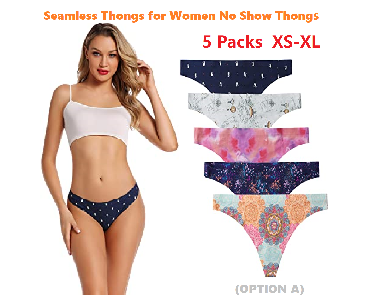 Bonivenshion Women's Seamless Thong NoShow Thong Underwear Packs