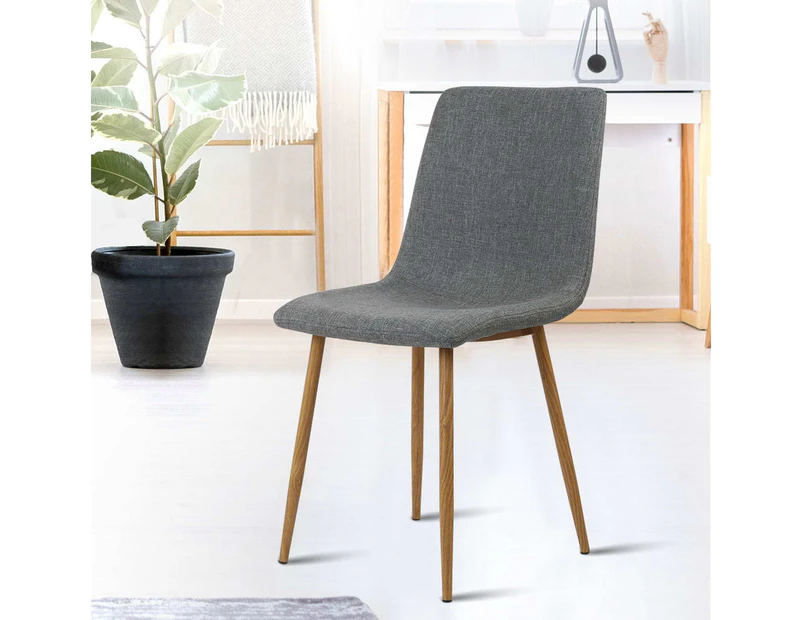Artiss 4x Dining Chairs Modern Armchair Fabric Seat Cafe Kitchen Iron Dark Grey