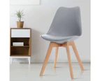 Artiss 4x Retro Replica Eames Dining DSW Chairs PU Leather Padded Kitchen Cafe Beech Wood Legs Grey