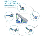 Costway 2 X Folding Reclining Beach Chairs Outdoor Camping Arm Chairs Fishing Panic w/ 5-Position Backrest & Head Pillow