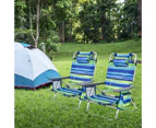 Costway 2 X Folding Reclining Beach Chairs Outdoor Camping Arm Chairs Fishing Panic w/ 5-Position Backrest & Head Pillow