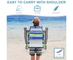 Costway 2 X Folding Reclining Beach Chairs Outdoor Camping Arm Chairs Fishing Panic w/ 5-Position Backrest & Head Pillow