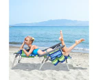 Costway 2 X Folding Reclining Beach Chairs Outdoor Camping Arm Chairs Fishing Panic w/ 5-Position Backrest & Head Pillow