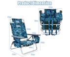 Costway 2 X Folding Reclining Beach Chairs Camping Arm Chairs Outdoor Fishing Panic w/ 5-Position Backrest & Head Pillow