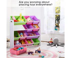 Levede 12Bins Kids Toy Box Bookshelf Organiser Display Shelf Storage Rack Drawer - White