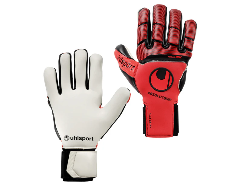 Uhlsport Pure Force Absolutgrip HN Size 8 Sports Soccer Gloves Pair w/ Strap Red