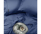Sheraton Luxury Bamboo Cotton Double Bed Fitted Sheet/Pillowcases Set Deep Blue