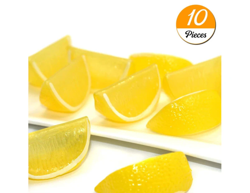 (Yellow Block) - Hagao Artificial Fruit Yellow Lemon Block Wedge Slice Simulation Lifelike Fake for Home Party Kitchen Decoration Teaching Aids-10 pcs