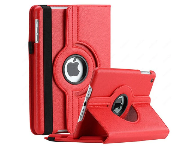For Apple iPad 7th Gen Cover, iPad 7 Generation 10.2 2019 Leather Smart 360 Rotate Case Cover (Red)