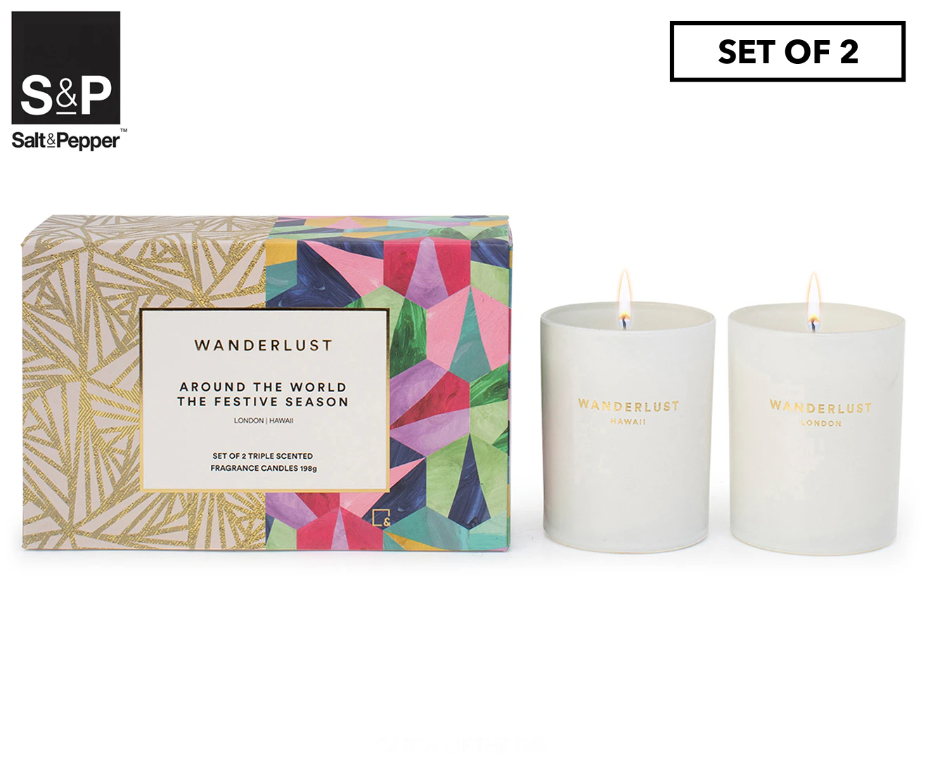 Set of 2 Salt & Pepper Wanderlust Around The World The Festive Season Scented Candles