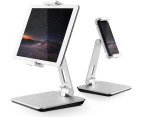 DL Aluminum Ipad pro Holder Phone Desk Stand 360° Rotating Swivel Foldable Compatible with 4.5-13" iPhone Tablet ipad for Zoom Office Kitchen Bedside