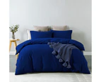 Royal Comfort Vintage Washed 100% Cotton Quilt Cover Set Bedding Ultra Soft - Royal Blue