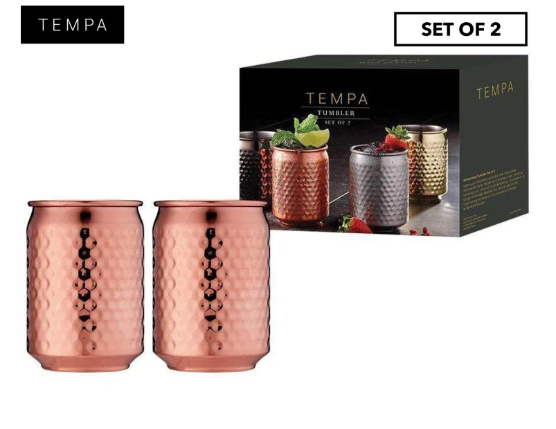 Set of 2 Tempa 400mL Spencer Hammered Tumblers - Copper